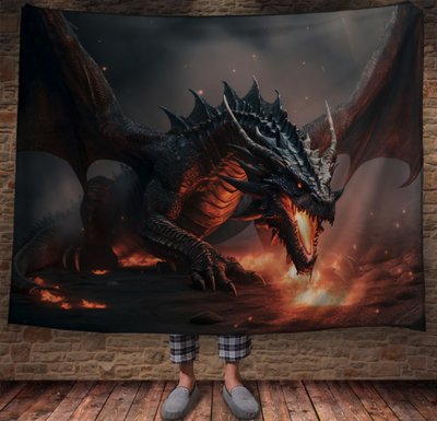 Плед з 3D принтом Реальні великі дракони. Лютий Дракон велетень 2 2048859995 фото