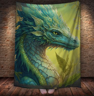 Плед з 3D принтом Реальні великі дракони. Зелена принцесса драконів 2048860054 фото