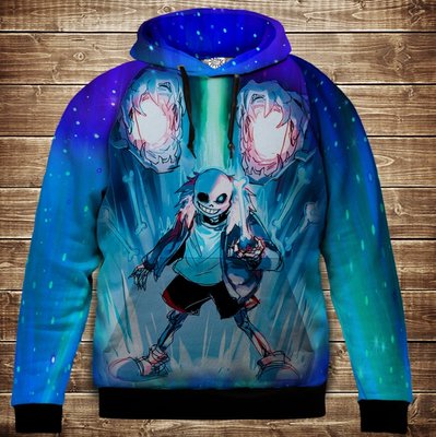 Sans Undertale Plazma 3D printed Hoodie. Children's and adult sizes.