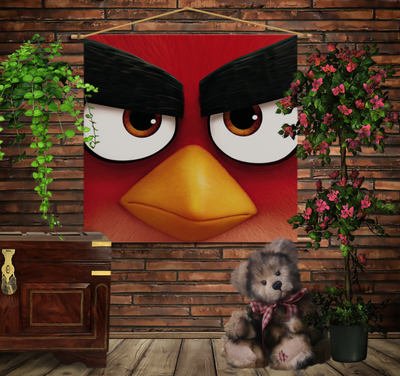 Мобільна картина-постер (гобелен)на тканині з 3D з принтом Angry Birds Red 1280191402 фото