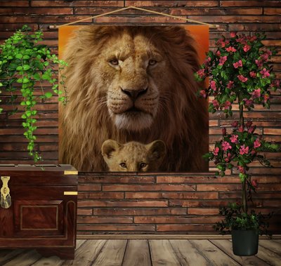 Мобільна картина-постер (гобелен)на тканині з 3D з принтом Сімба і Муфаса. Королі Прайду 1280157608 фото