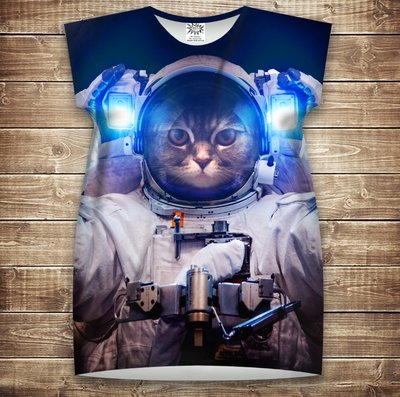 Плаття-туніка 3D принтом: Кіт в скафандрі. Кіт Космонавт. Дорослі і Дитячі розміри 1406228576 фото