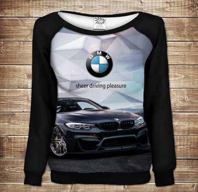 Жіночий світшот - реглан з відкритими плечима з 3D принтом- BMW-2 1263118213 фото