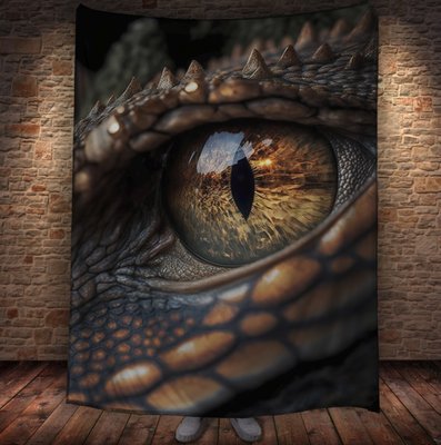 Плед з 3D принтом Око Дракона - Золотий дракон. Погляд 2033382646 фото