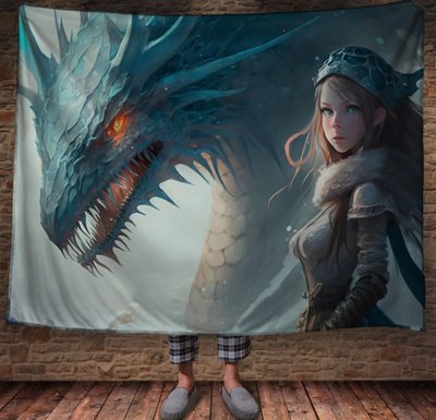Плед з 3D принтом Реальні великі дракони. Володарка дракона 2048860008 фото