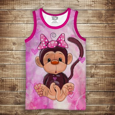 Майка з 3D принтом: Веселі мавпочки Рожевий. Дорослі і Дитячі розміри 1402043456 фото