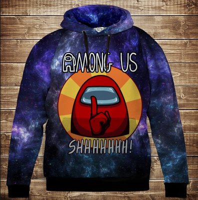 Hoodie with 3D print Among Us Shhh Adult and Children's sizes
