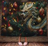 Плед з 3D принтом зелений китайський дракон, Рік Дракона _001 2026837905 фото