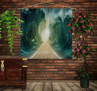 Мобільна картина-постер (гобелен)на тканині з 3D з принтом Дорога між хвиль по дну океана 1280167692 фото