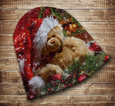 Шапка з 3D принтом на тему-Різдвяний ведмедик Тедді Всі розміри і сезони. 1361100977 фото