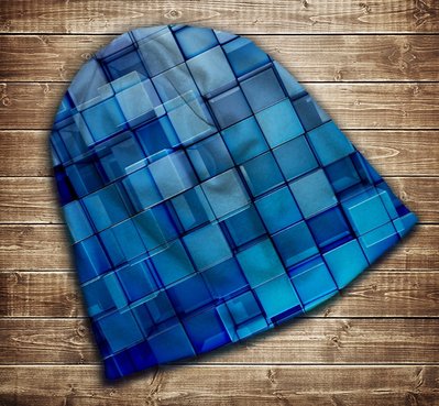 Шапка з 3D принтом-Блакитні кубики Всі розміри, всі сезони. 1286492108 фото