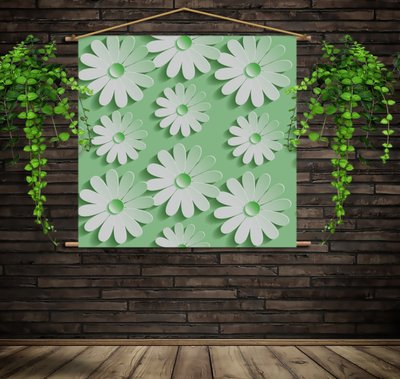 Мобільна картина-постер (гобелен)на тканині з 3D з принтом Зелені квіти 2023708281 фото