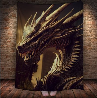 Плед з 3D принтом Реальні великі дракони. Загадковий коричневий дракон 2048860066 фото