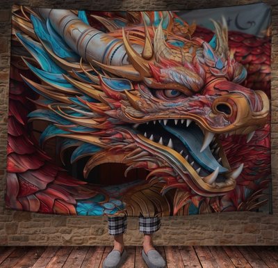Плед з 3D принтом Реальні великі дракони. Яскравий китайський дракон 2048860016 фото