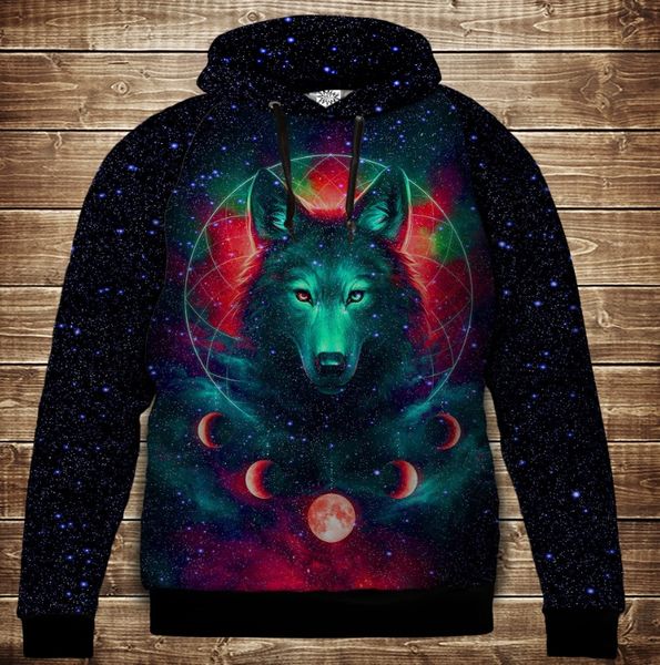 Bluza z kapturem z motywem kangura z nadrukiem 3D Space Wolf