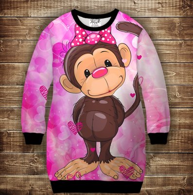 Плаття-світшот з 3D принтом: Веселі мавпочки Рожевий 2 1406629349 фото
