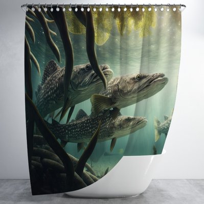 Штора для ванної з 3D принтом Риби. Щуки хижаки _02 2048871637 фото