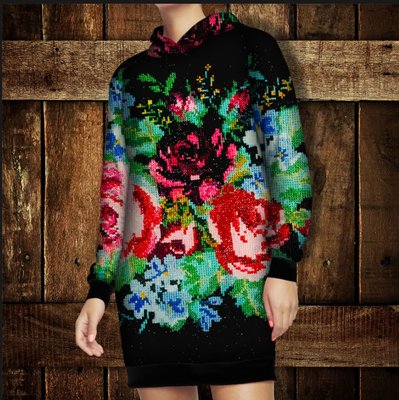 Плаття худі з капюшоном і з 3D принтом бабусини квіти Дорослі і Дитячі розміри 1374800873 фото