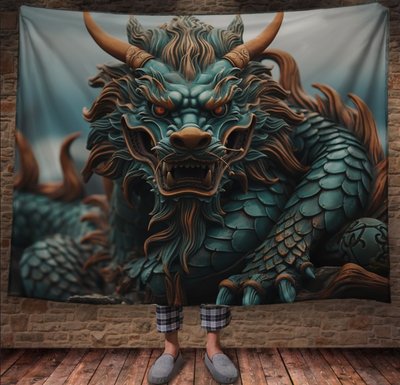 Плед з 3D принтом Реальні великі дракони. Китайський бойовий дракон 2048860019 фото