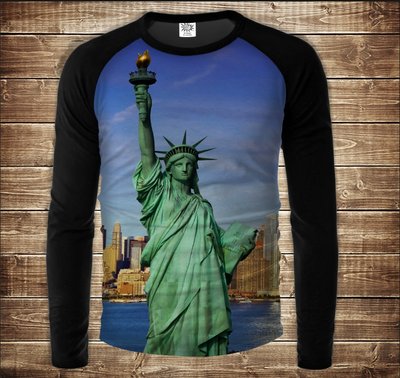 Лонгслив-реглан с 3D принтом: Статуя Свободи. Statue of Liberty. Дорослі і Дитячі розміри 1401804999 фото