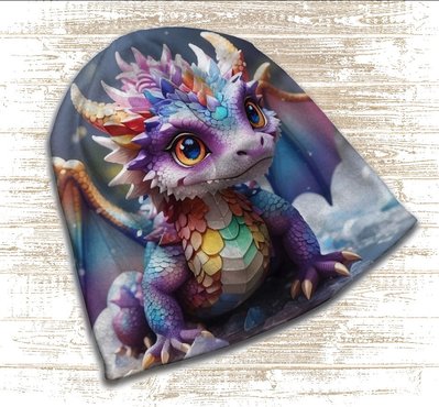 Шапка з 3D принтом - Різнобарвний яскравий дракончик. Всі розміри, всі сезони. 2048853027 фото
