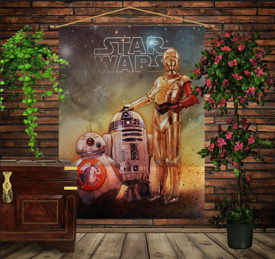Мобільна картина-постер (гобелен)на тканині з 3D з принтом Зоряні війни Роботи/Star Wars 1280759428 фото