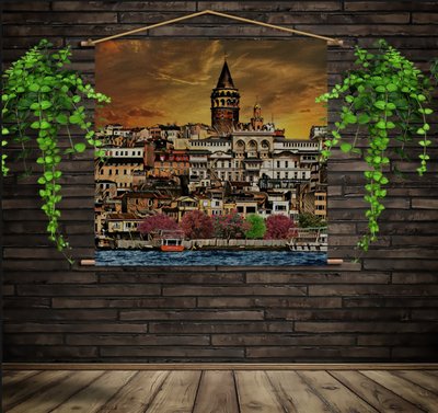 Мобільна картина-постер (гобелен)на тканині з 3D з принтом Середземне місто 2023708288 фото