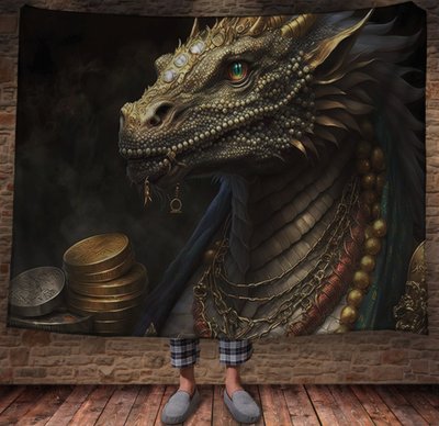 Плед з 3D принтом Реальні великі дракони. Дракон охоронець скарбів 2048859997 фото