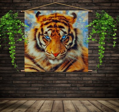 Мобільна картина-постер (гобелен)на тканині з 3D з принтом Тигр 2023708290 фото