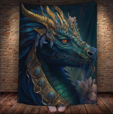 Плед з 3D принтом Реальні великі дракони. Королівський яскравий дракон 2 2048860075 фото