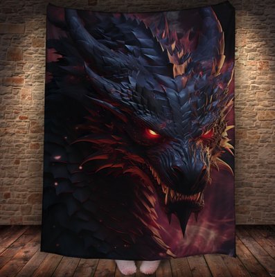 Плед з 3D принтом Реальні великі дракони. Лють могутнього дракона 2048860026 фото