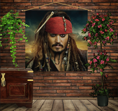 Мобільна картина-постер (гобелен)на тканині з 3D з принтом Капітан Джек Горобець/Jack Sparrow 1282139337 фото