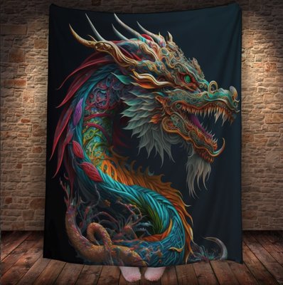 Плед з 3D принтом Реальні великі дракони. Річковий кольоровий дракон 2048860027 фото