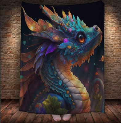 Плед з 3D принтом Реальні великі дракони. Річковий кольоровий дракон малюк 2048860028 фото