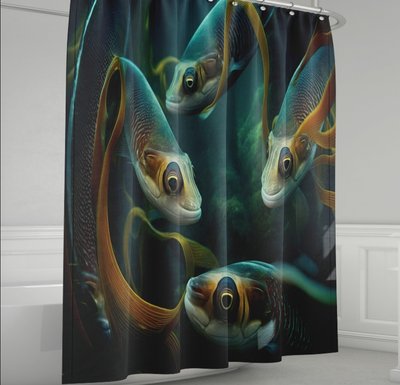 Штора для ванної з 3D принтом Риби. Яскраві мурени _04 2048871648 фото