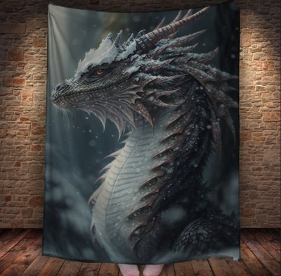 Плед з 3D принтом Реальні великі дракони. Засніжений дракон 2048860081 фото