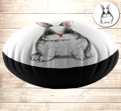 Кругла подушка-пуфік з принтом на тему: Милий білий кролик 1186330154 фото