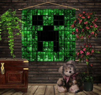 Мобільна картина-постер (гобелен)на тканині з 3D з принтом Minecraft My Life 1282185568 фото