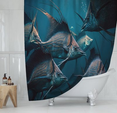 Штора для ванної з 3D принтом екзотичні морськи риби_71 2048871960 фото