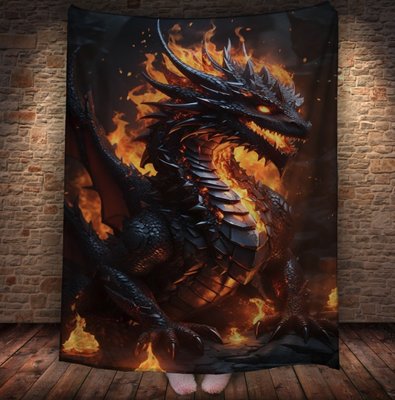 Плед з 3D принтом Реальні великі дракони. Могутній вгоняний дракон 2048860036 фото