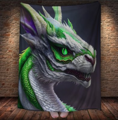 Плед з 3D принтом Реальні великі дракони. Мантікора. Білий Котодракон 2048860037 фото