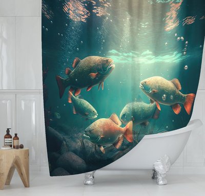 Штора для ванної з 3D принтом екзотичні морськи риби_74 2048871963 фото
