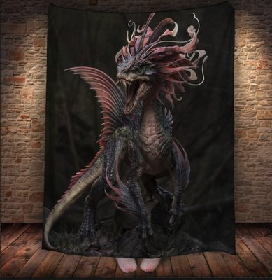 Плед з 3D принтом Реальні великі дракони. Дракон горгона в ярості _1 2048860089 фото