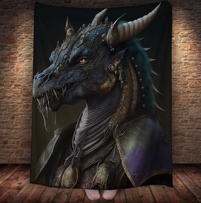 Плед з 3D принтом Реальні великі дракони. Синій король драконів 2048860039 фото