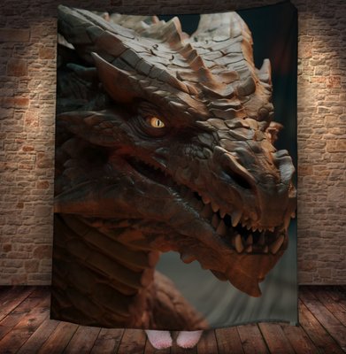 Плед з 3D принтом Реальні великі дракони. Кам'яний дракон горгона 2048860040 фото