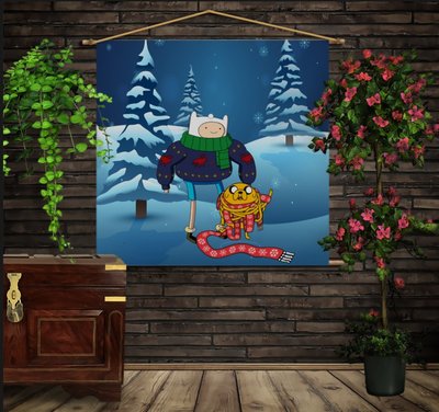 Мобільна картина-постер (гобелен)на тканині з 3D з принтом Час пригод. Різдво 1284412030 фото