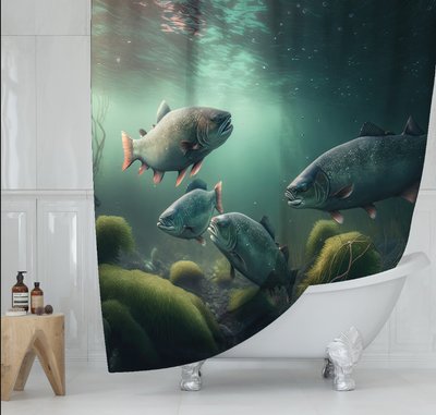 Штора для ванної з 3D принтом екзотичні морськи риби_77 2048871966 фото