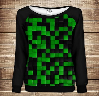 Жіночий світшот - реглан з відкритими плечима з 3D принтом-Зелений Лабіринт 1262887204 фото