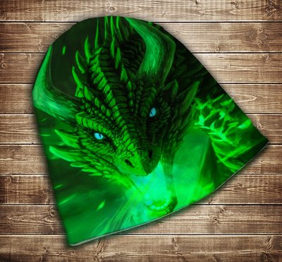 Шапка з 3D принтом-Зелений Дракон Всі розміри. Всі сезони 1287062858 фото