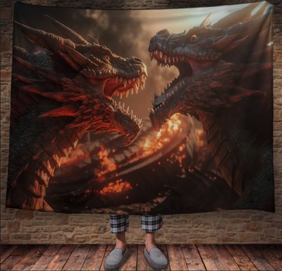 Плед з 3D принтом Реальні великі дракони. Бій драконів 2048859992 фото